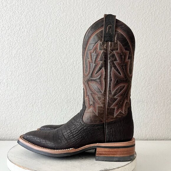 NEW Rod Patrick Mens Cowboy Boots 6.5 B Brown Shark Leather Western Square Toe - Picture 4 of 12